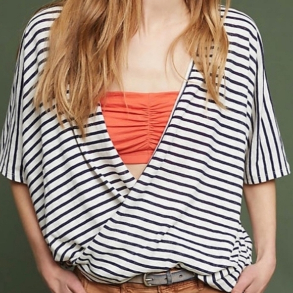 Anthropologie Tops - {Anthropologie} Eri + Ali Joceline Striped Wrap Top